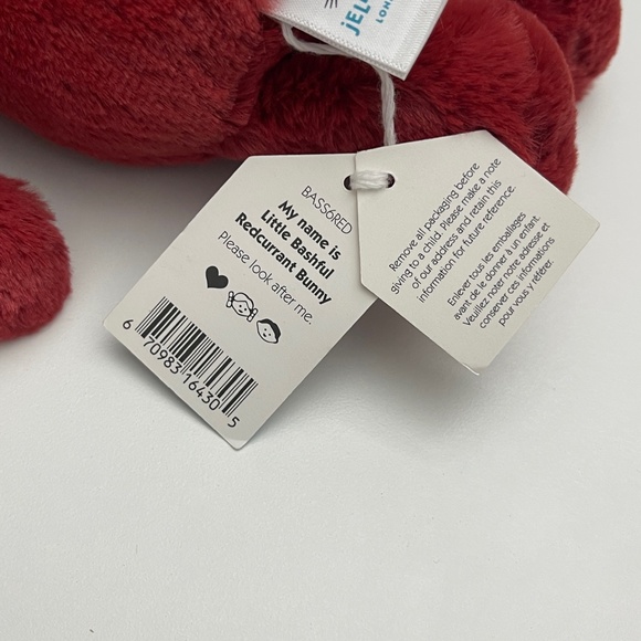 BNWT RARE Jellycat LITTLE BASHFUL REDCURRANT BUNNY Small Plush Red holiday - Picture 5 of 6